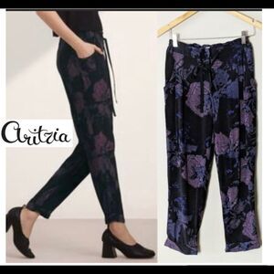 Aritzia Wilfred Marais floral pants black purple Sz S🔥